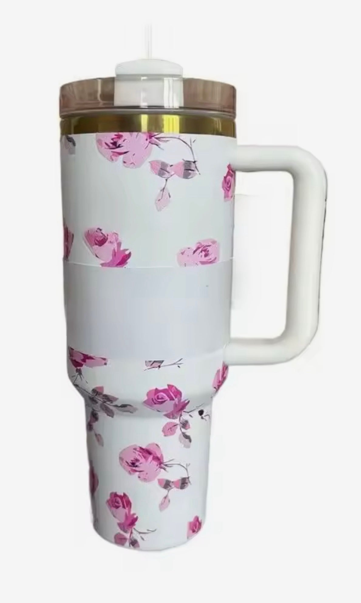 40oz Insulated Floral Tumbler — Leak - Proof Lid & Reusable Straw - Naynie's Treasures