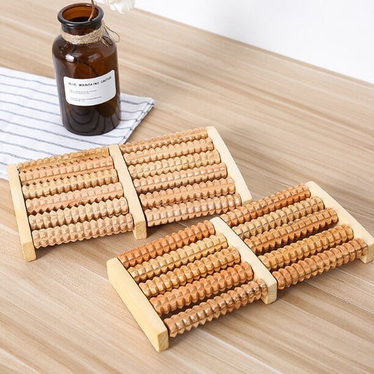 5 Row Wooden Foot Roller Wood Care Massage Care Tool