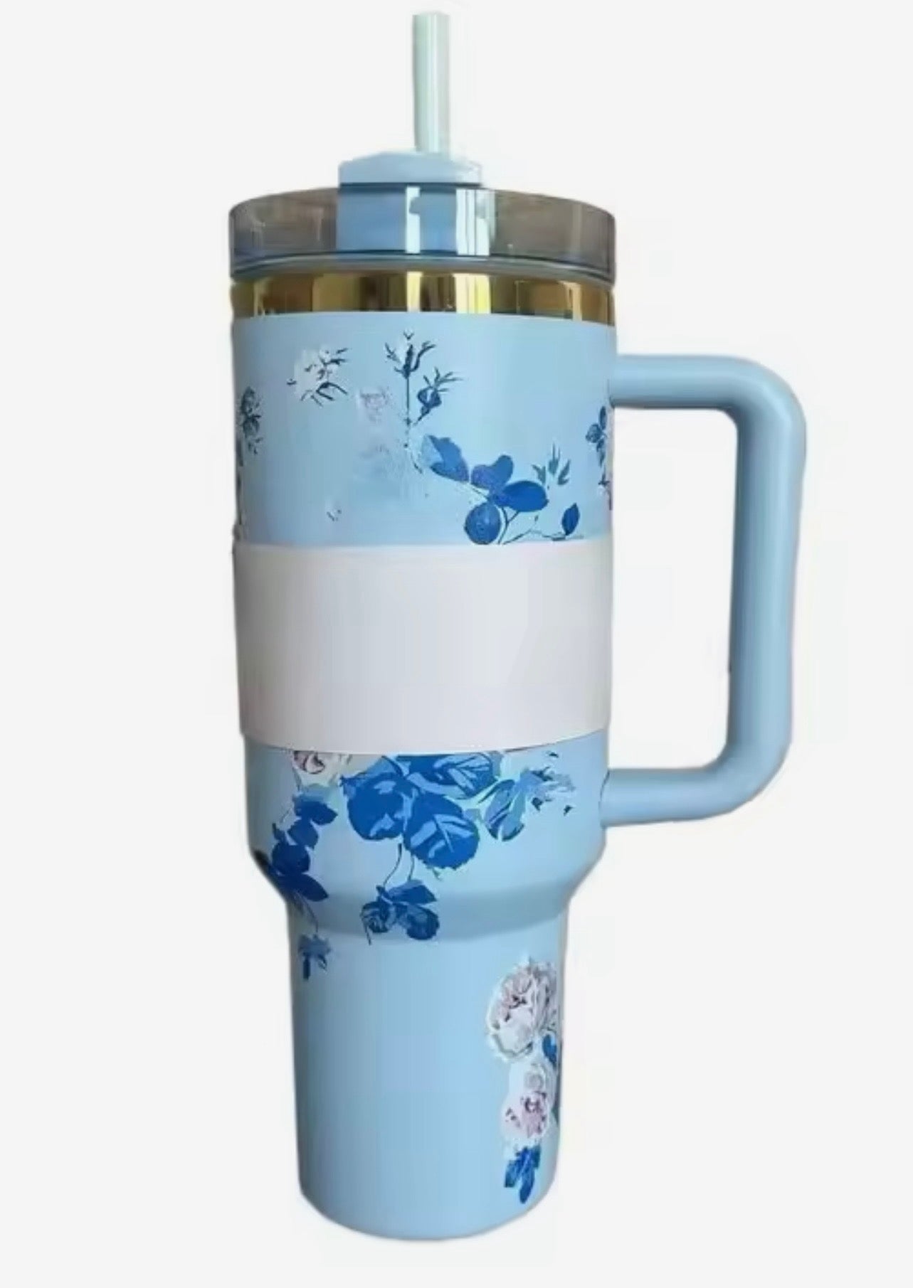 40oz Insulated Floral Tumbler — Leak - Proof Lid & Reusable Straw - Naynie's Treasures