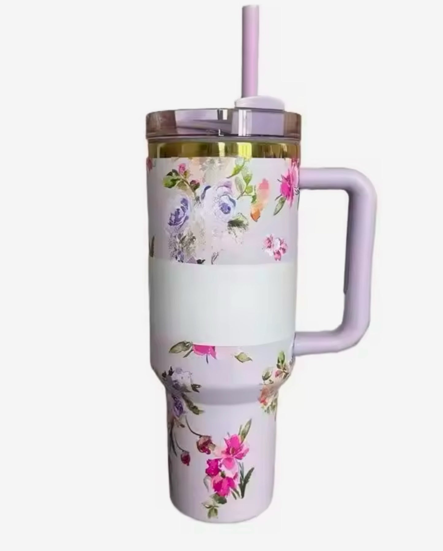 40oz Stanley Floral Tumbler with Lid and Straw