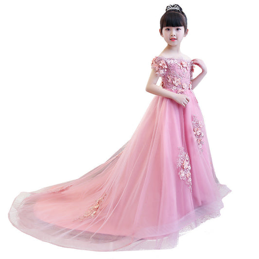 Long Flower Girl Dresses pink princess dress