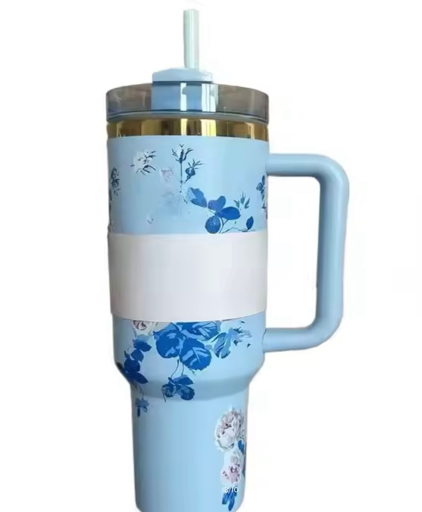 40oz Stanley Floral Tumbler with Lid and Straw