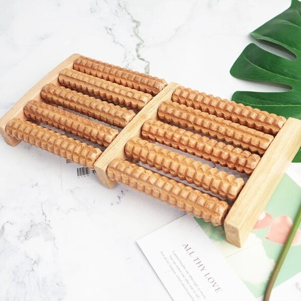 5 Row Wooden Foot Roller Wood Care Massage Care Tool