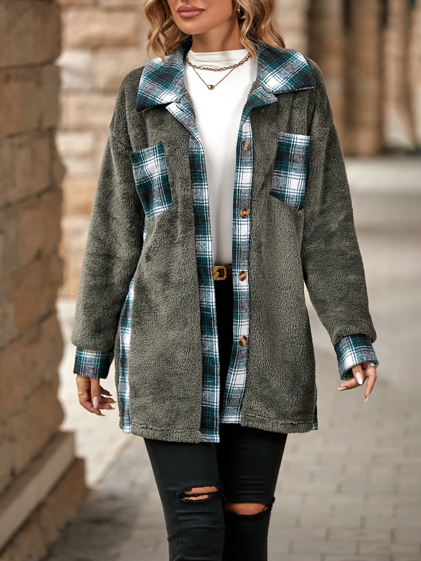 Plaid Woolen Coat