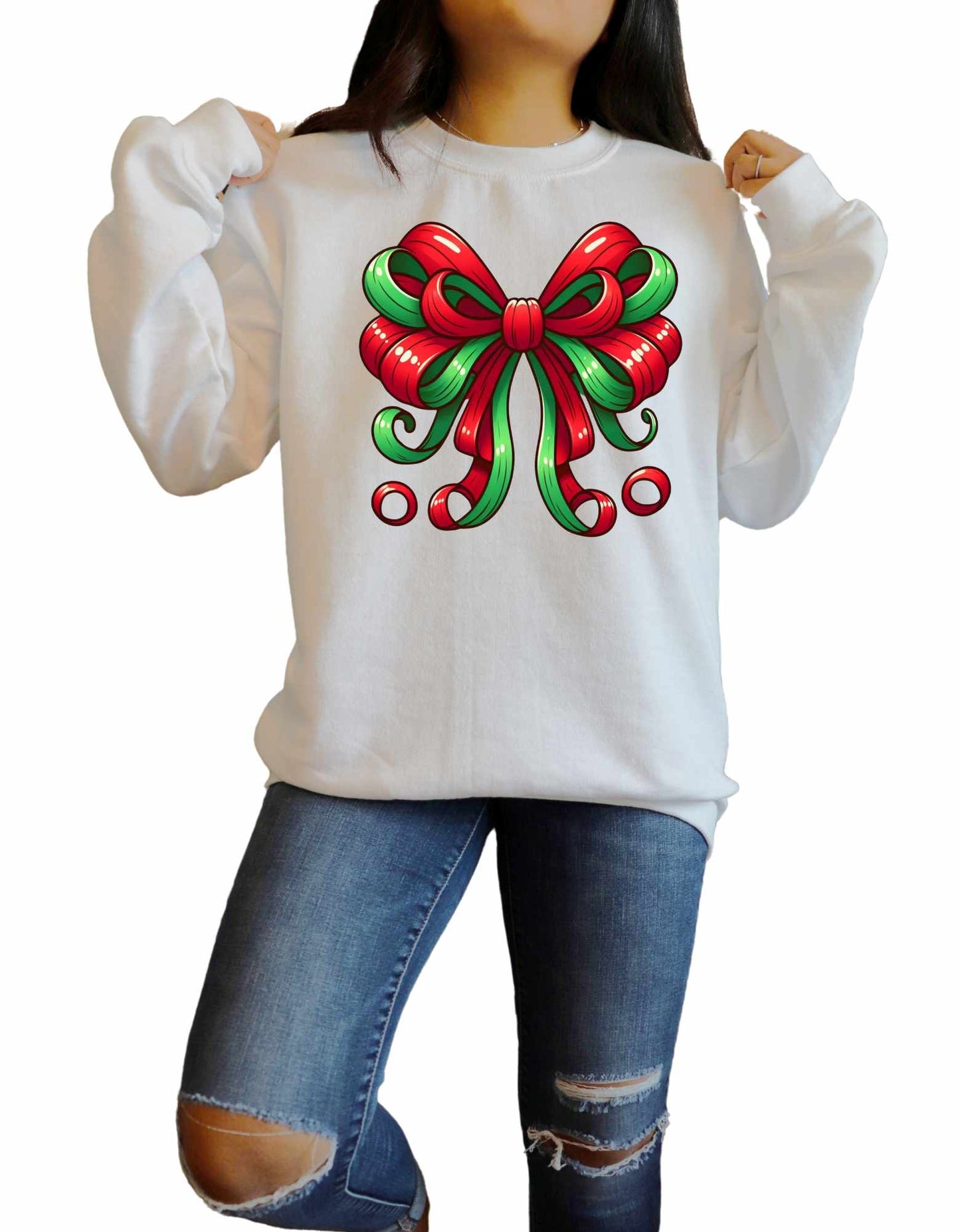 Christmas Bow Pullover Sweatshirt