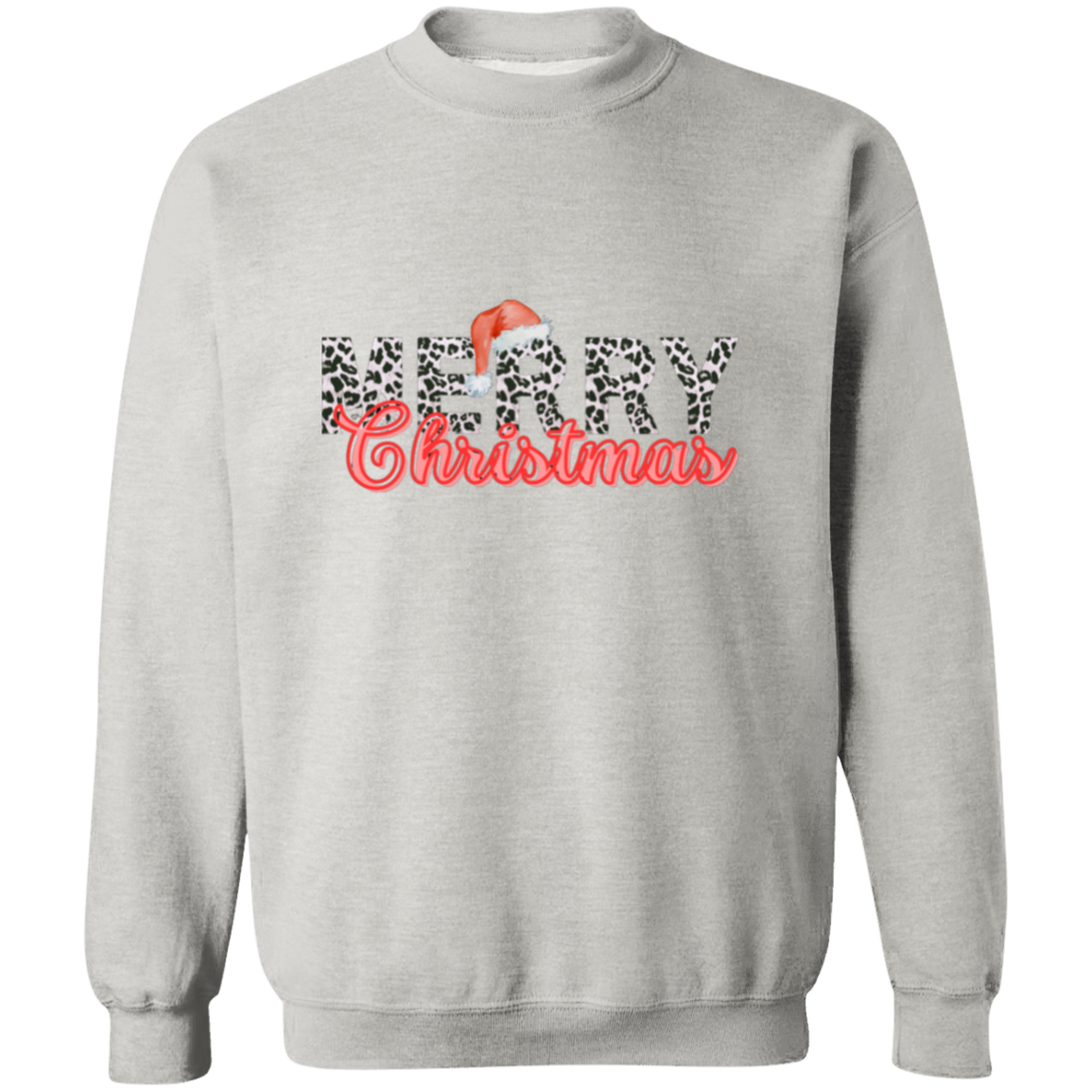 Merry Christmas Leapord Print Pullover Sweatshirt