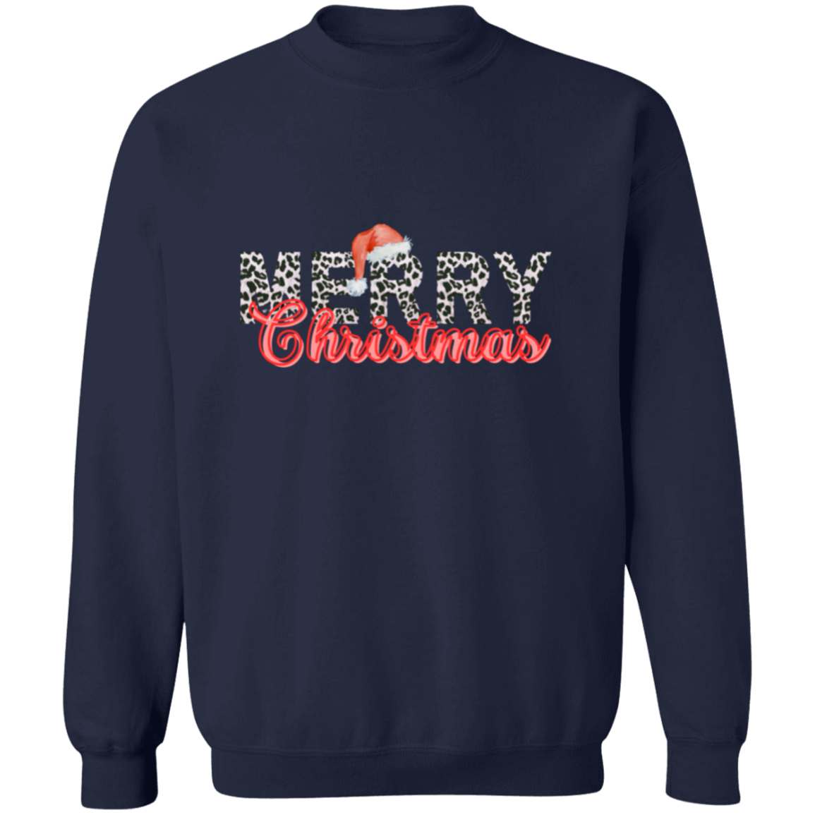 Merry Christmas Leapord Print Pullover Sweatshirt