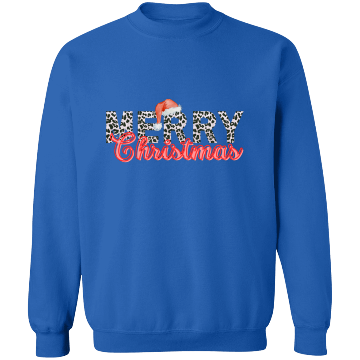 Merry Christmas Leapord Print Pullover Sweatshirt