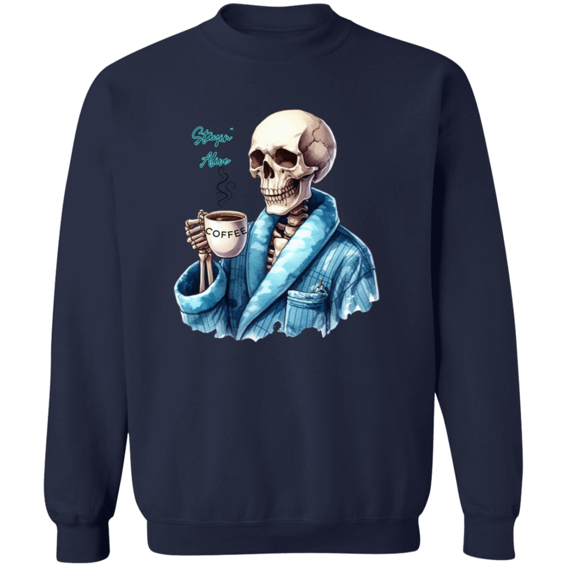 Skeleton with Coffee Pullover Sweatshirt