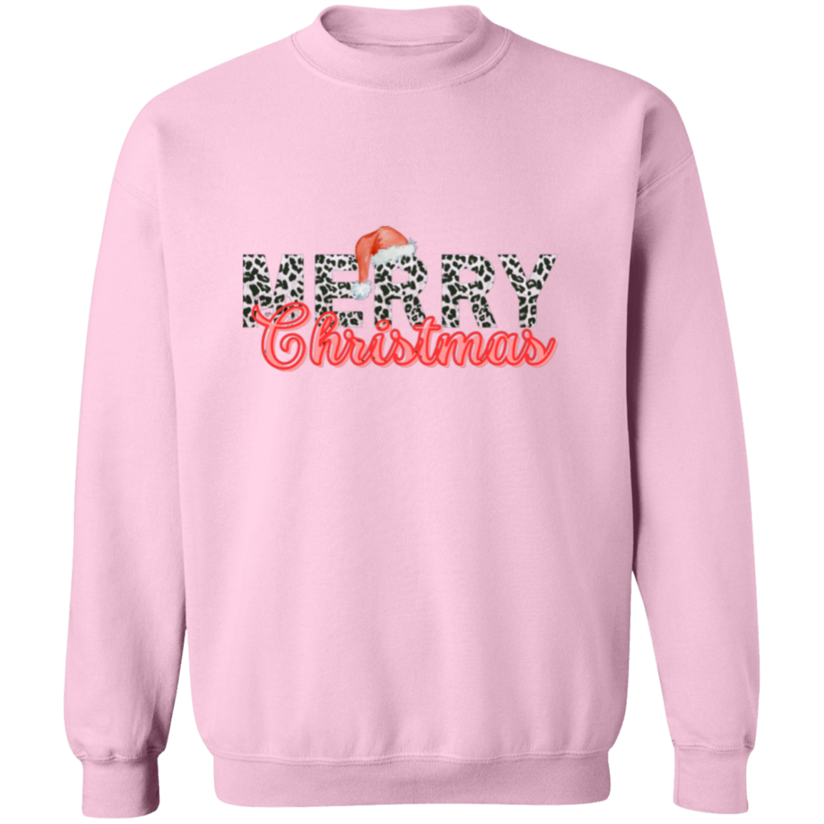 Merry Christmas Leapord Print Pullover Sweatshirt