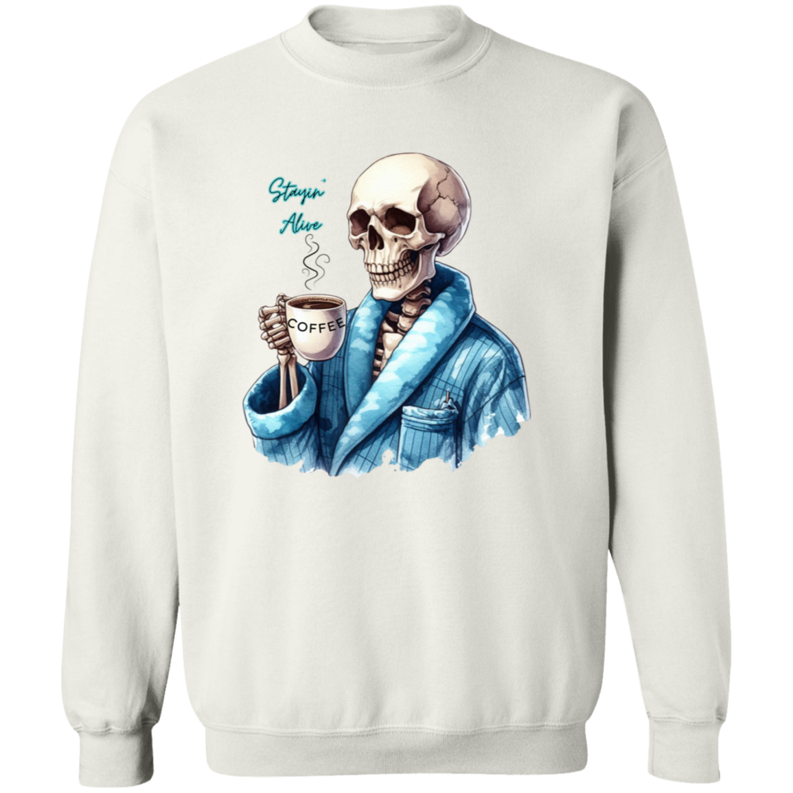 Skeleton with Coffee Pullover Sweatshirt