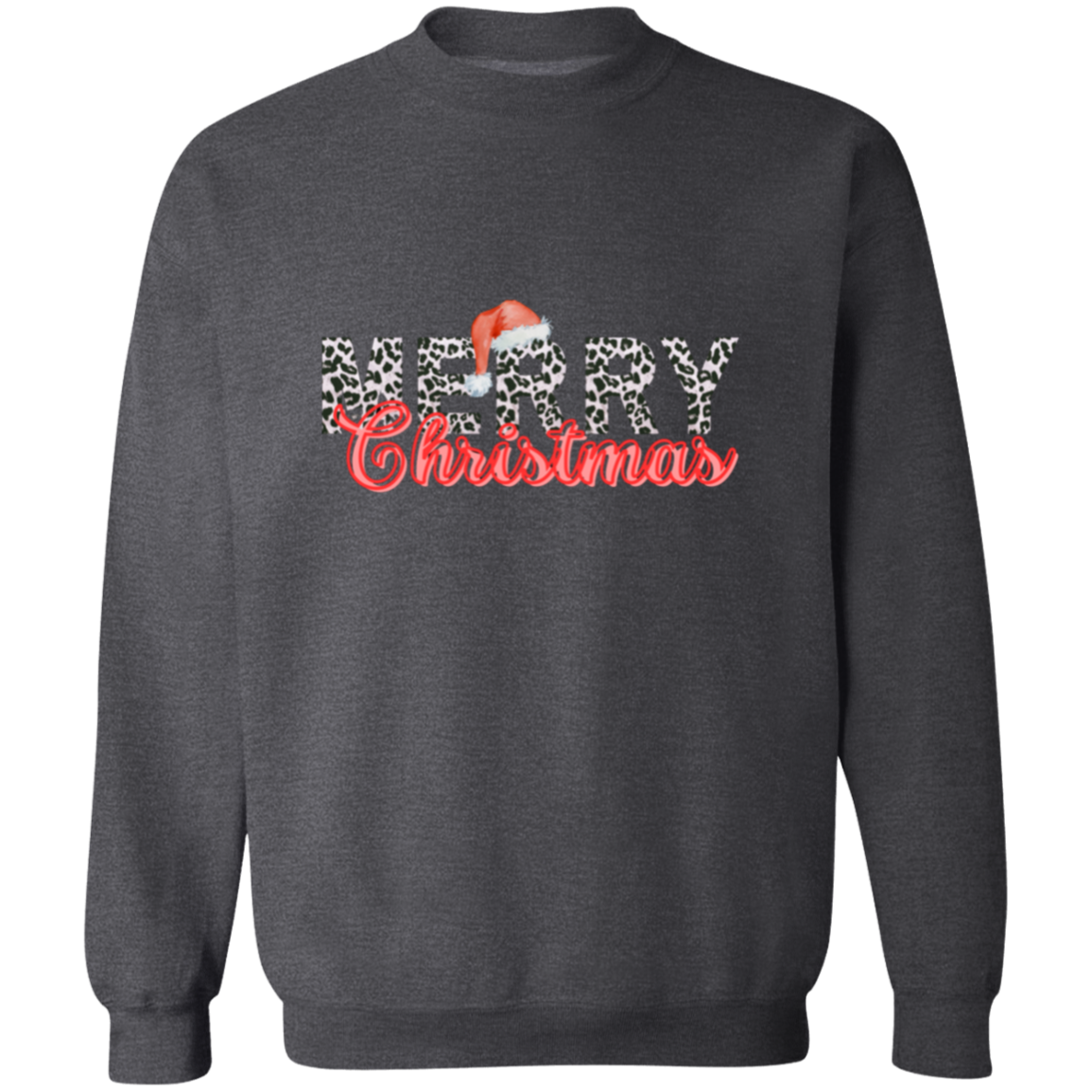 Merry Christmas Leapord Print Pullover Sweatshirt