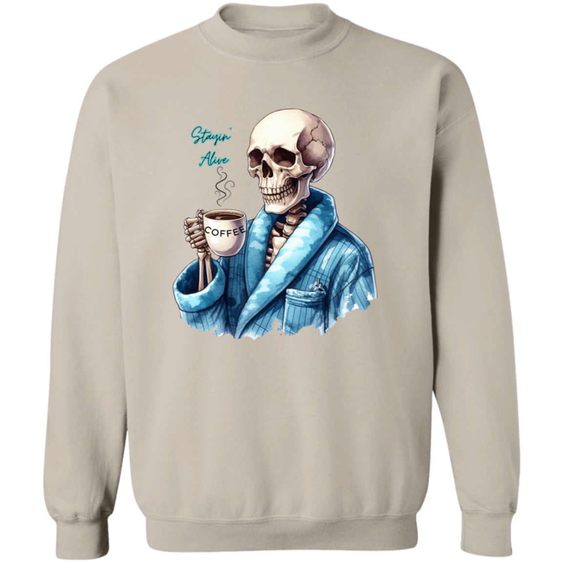 Skeleton with Coffee Pullover Sweatshirt