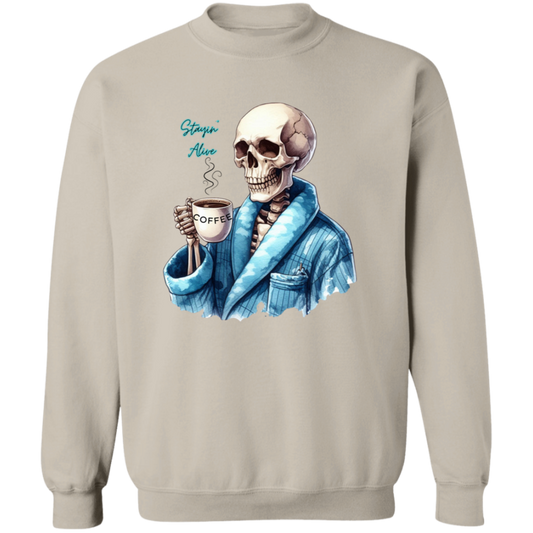 Skeleton with Coffee Pullover Sweatshirt