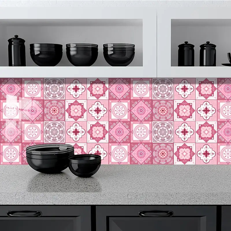 10pcs Romantic Pink Tile Stickers