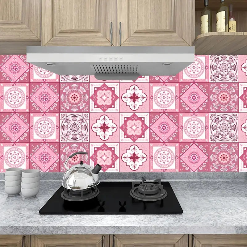 10pcs Romantic Pink Tile Stickers