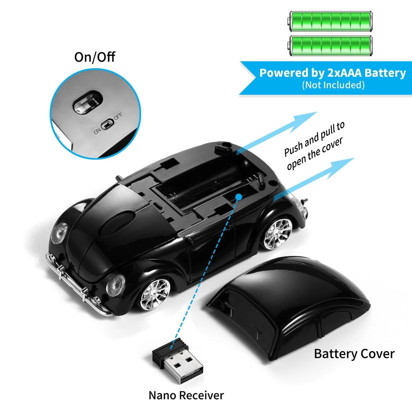 Cartoon Mini Car Wireless Mouse Automotive Mouse