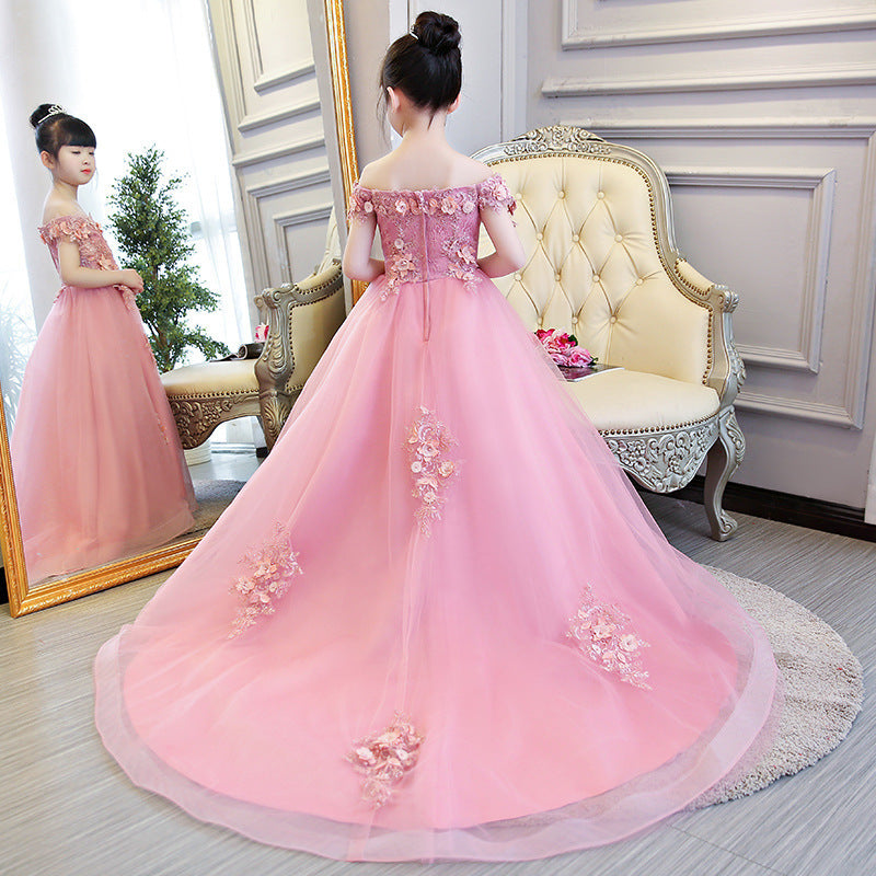 Long Flower Girl Dresses pink princess dress