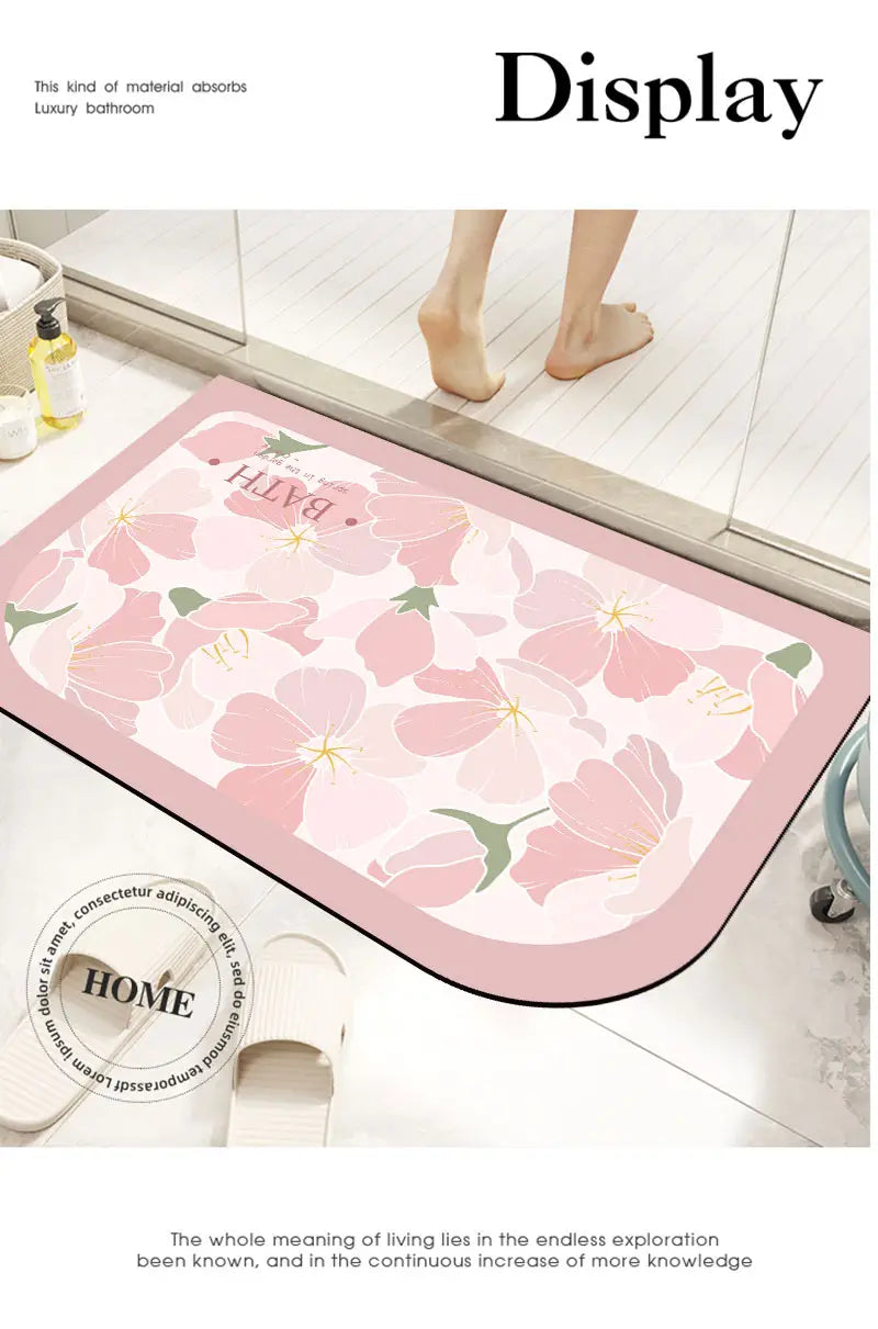 Flower Printed Bath Mat