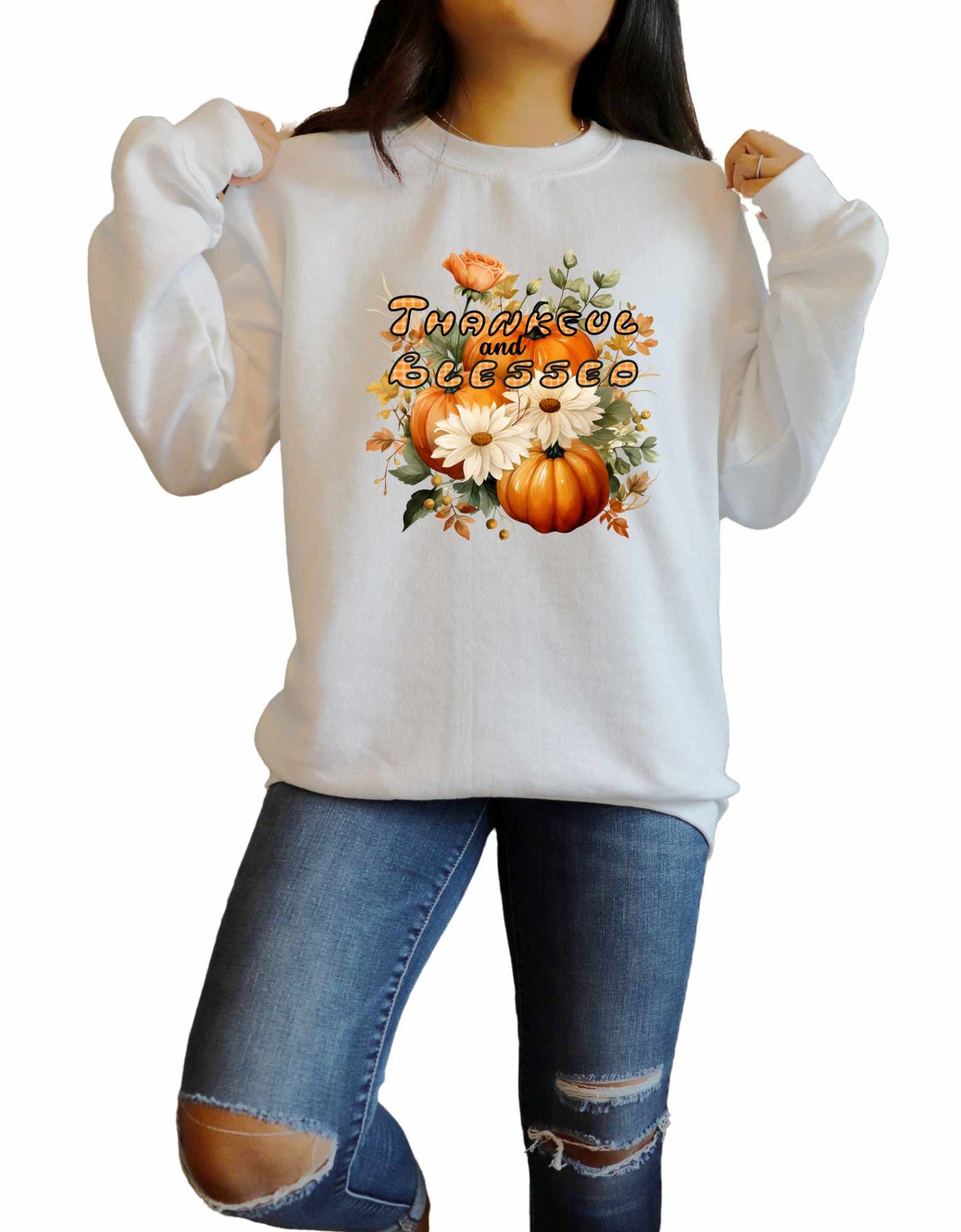 Thankful and Blessed Fall Pullover Sweatshirt