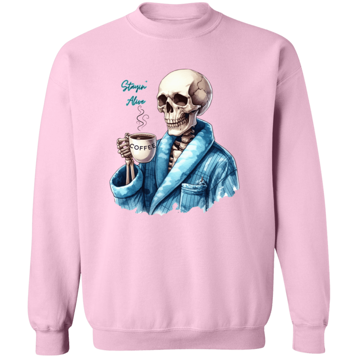 Skeleton with Coffee Pullover Sweatshirt - Naynie's Treasures