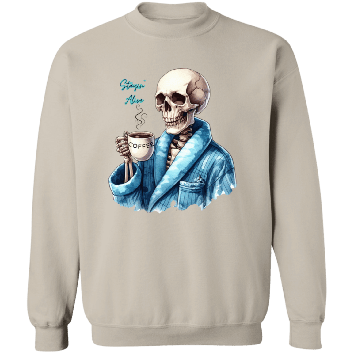Skeleton with Coffee Pullover Sweatshirt - Naynie's Treasures