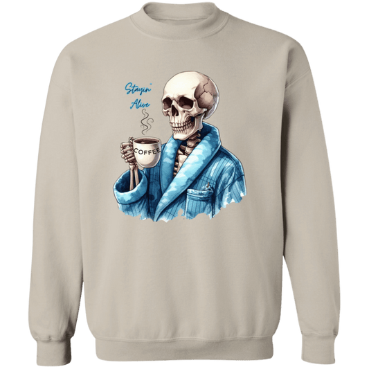 Skeleton with Coffee Pullover Sweatshirt - Naynie's Treasures
