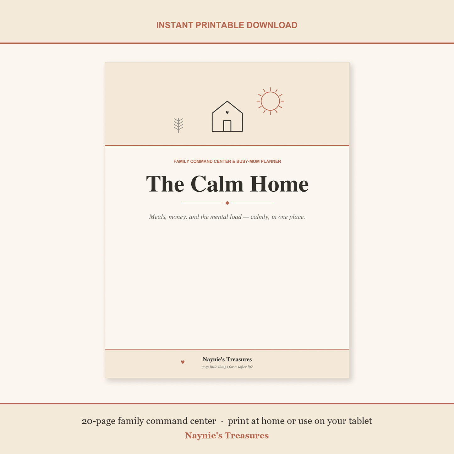 The Calm Home — Family Command Center & Busy-Mom Planner (Printable PDF) - Naynie's Treasures