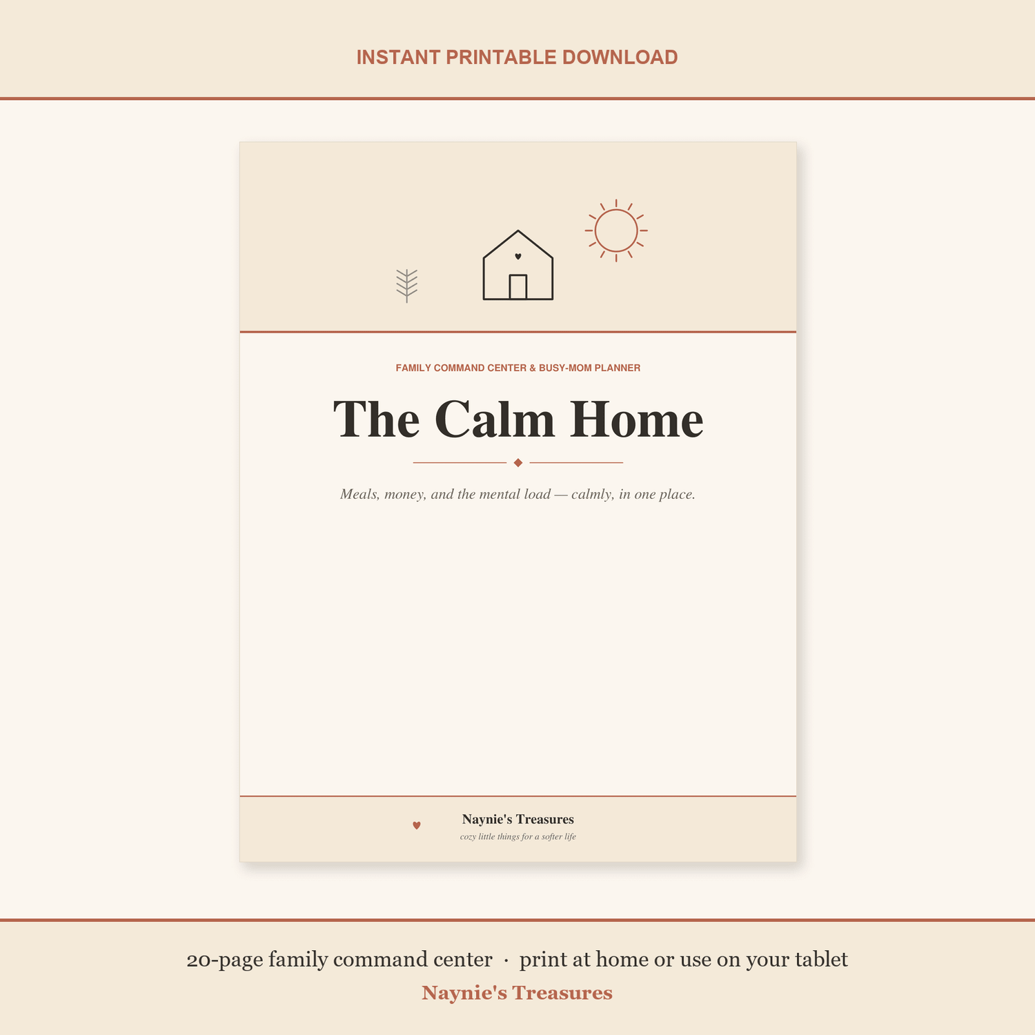The Calm Home — Family Command Center & Busy-Mom Planner (Printable PDF) - Naynie's Treasures