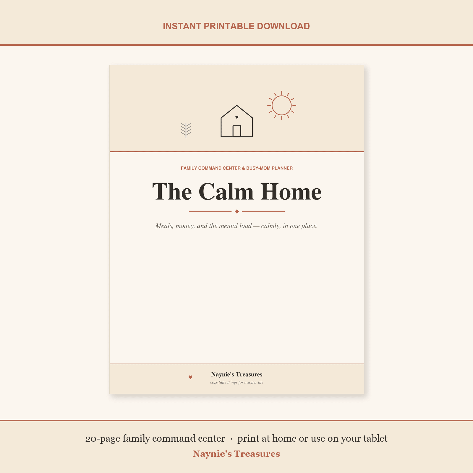 The Calm Home — Family Command Center & Busy-Mom Planner (Printable PDF) - Naynie's Treasures