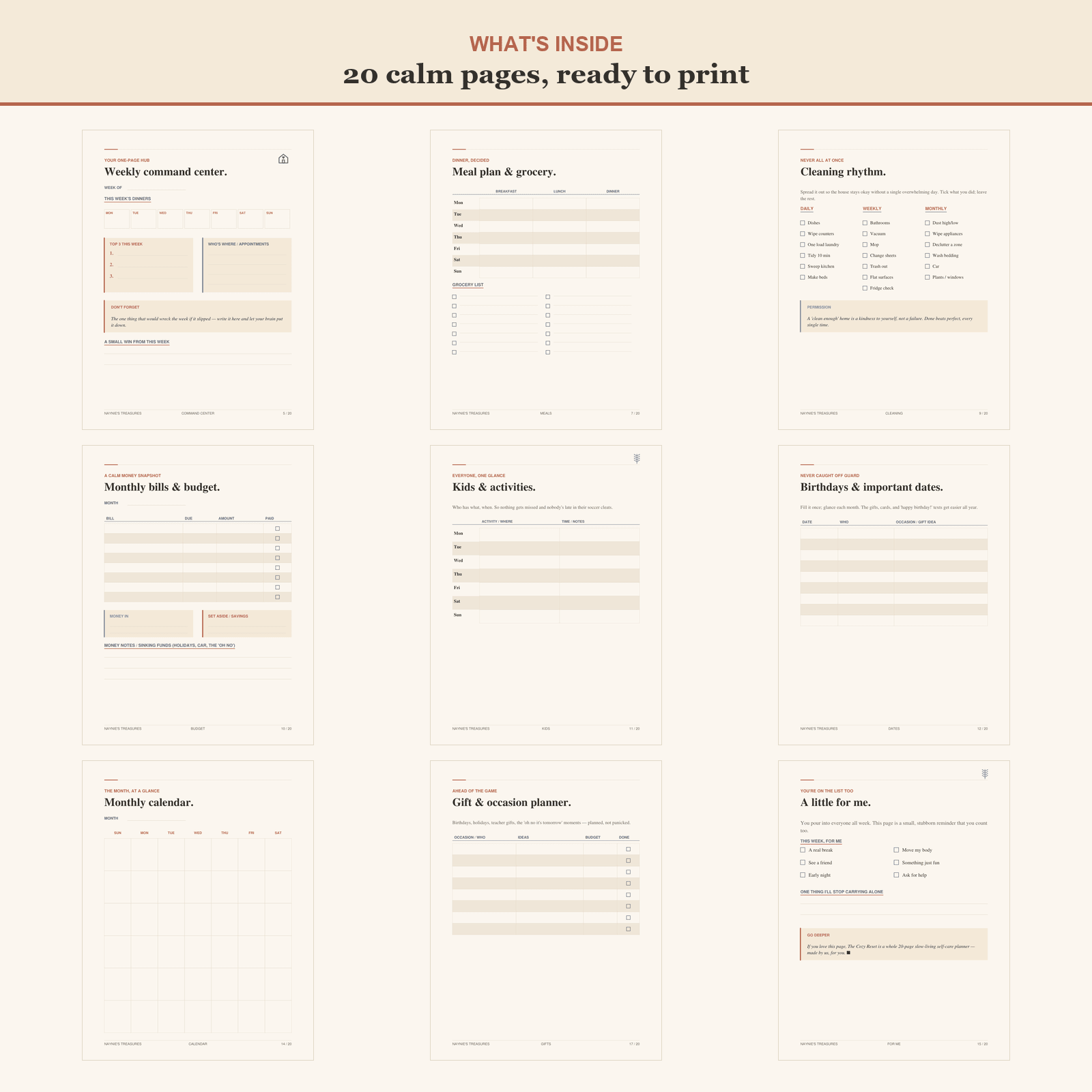 The Calm Home — Family Command Center & Busy-Mom Planner (Printable PDF) - Naynie's Treasures