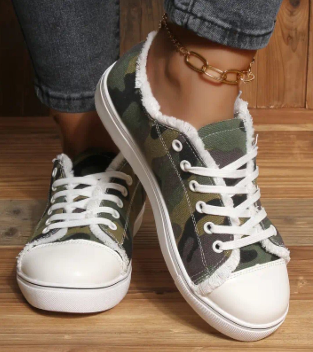 Women's Camo Lace - Up Sneakers — Lightweight Casual Walking Shoes - Naynie's Treasures