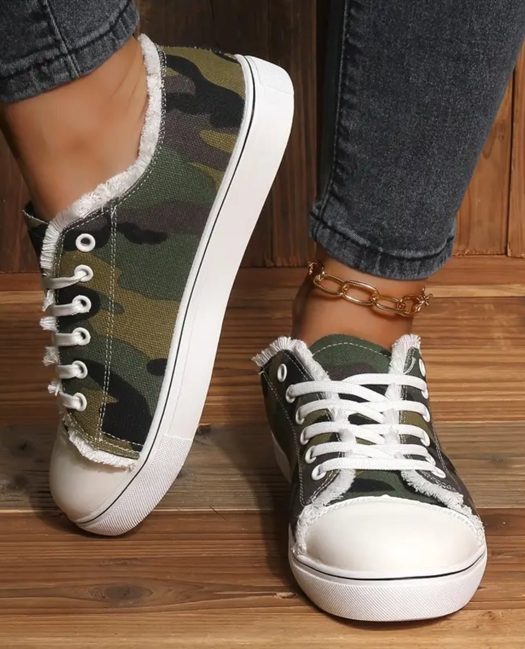 Women's Camo Lace - Up Sneakers — Lightweight Casual Walking Shoes - Naynie's Treasures